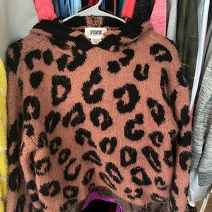 PINK soft cheetah half hoodie